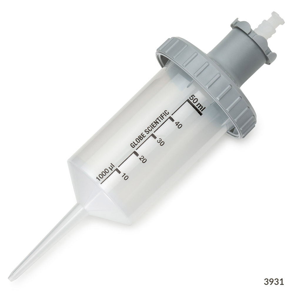 Globe Scientific Adapter for 50mL RV-Pette PRO Dispenser Tips, Gray Repeater Pipet; Dispenser Tip; Syringe Tip; Dispenser Syringe; positive displacement